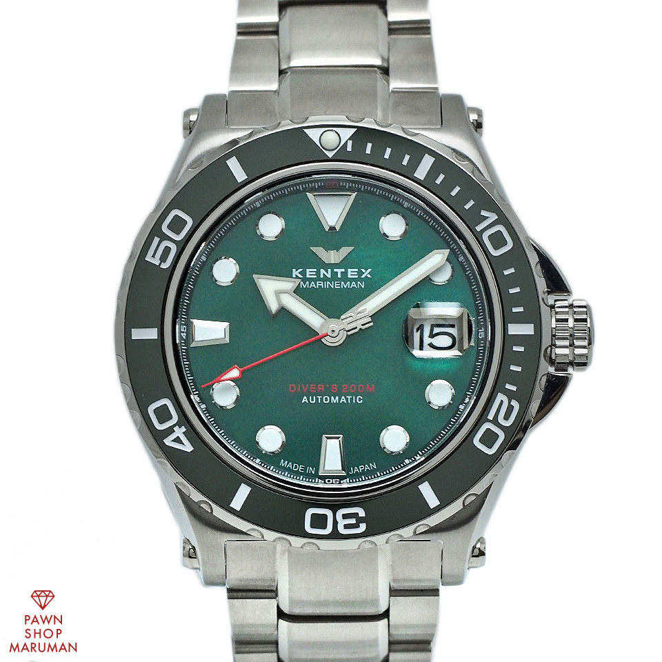 ケンテックス Kentex 腕時計 メンズ S706M-17 マリンマン シーホース 2 46.5mm MARINEMAN SEAHORSE 2 46.5mm 自動巻き（手巻き付） グリーンシェルxシルバー アナログ表示