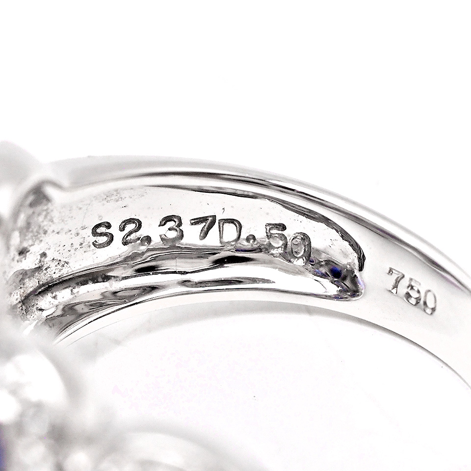 ノーブランド 750WG サファイア ダイヤモンドリング #12 2.37ct 0.50ct 