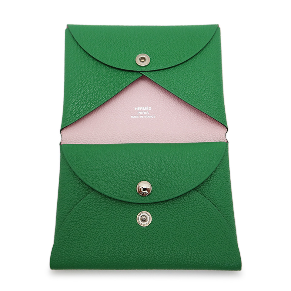 HERMES エルメス カルヴィデュオヴェルソ W刻印 シェーブル グリーン系